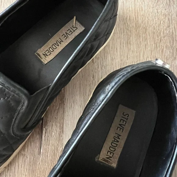 Steve Madden Ecentrc Black Quilted Slip On Shoes Size 7 - Picture 8 of 9